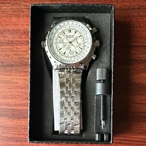 NEW Silver Automatic Stainless Steel Date Clock Mens Mechanical Wristwatch